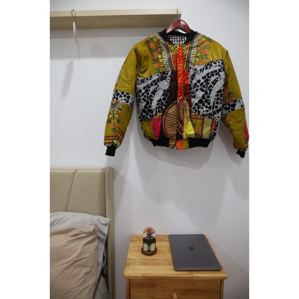 RARE Handmade Custom Mens M Puffer Jacket Muiltcolor Africa Patchwork